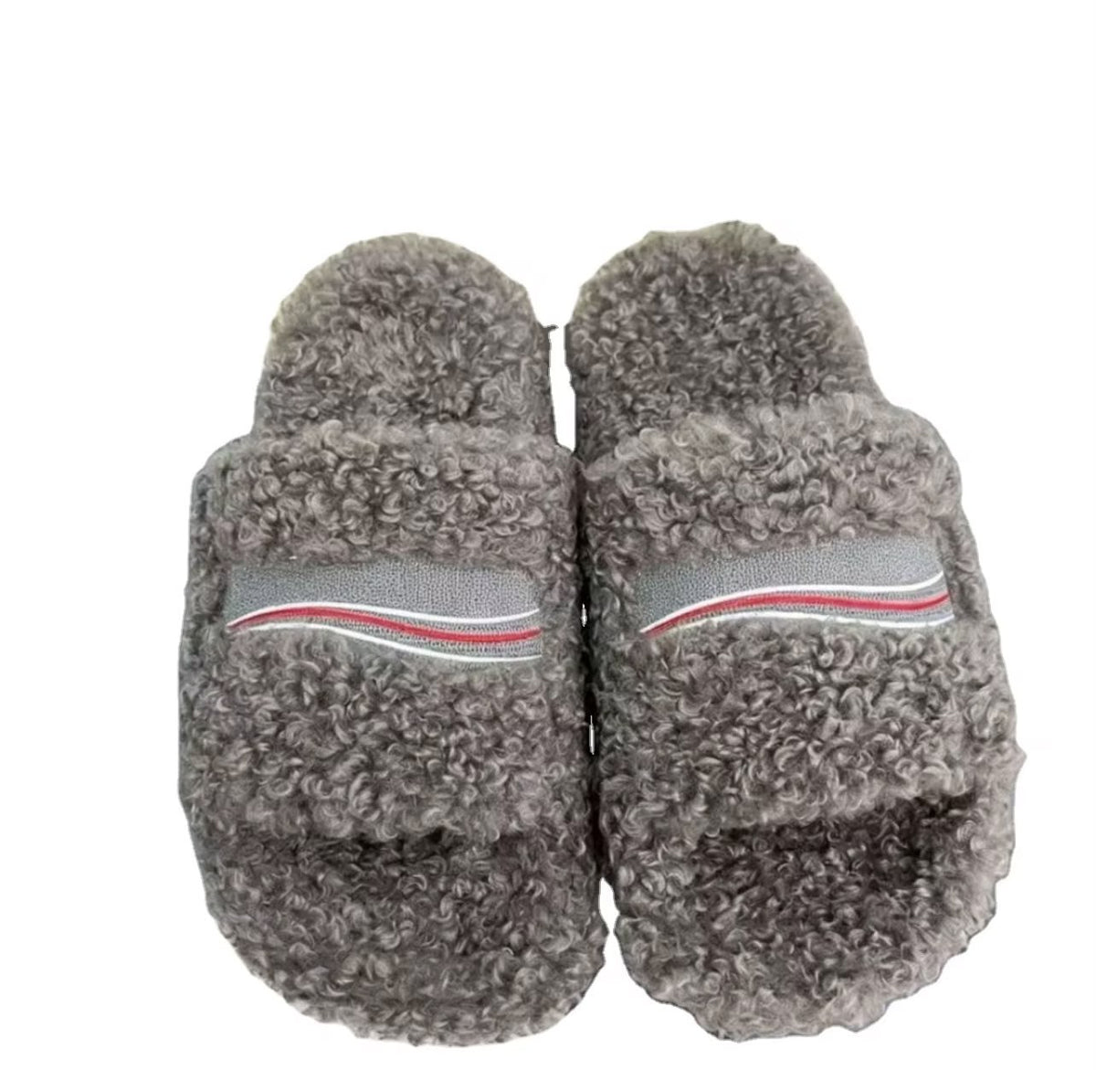 Grey Fluffy Slippers for Women – Soft Fuzzy Indoor House Slides
