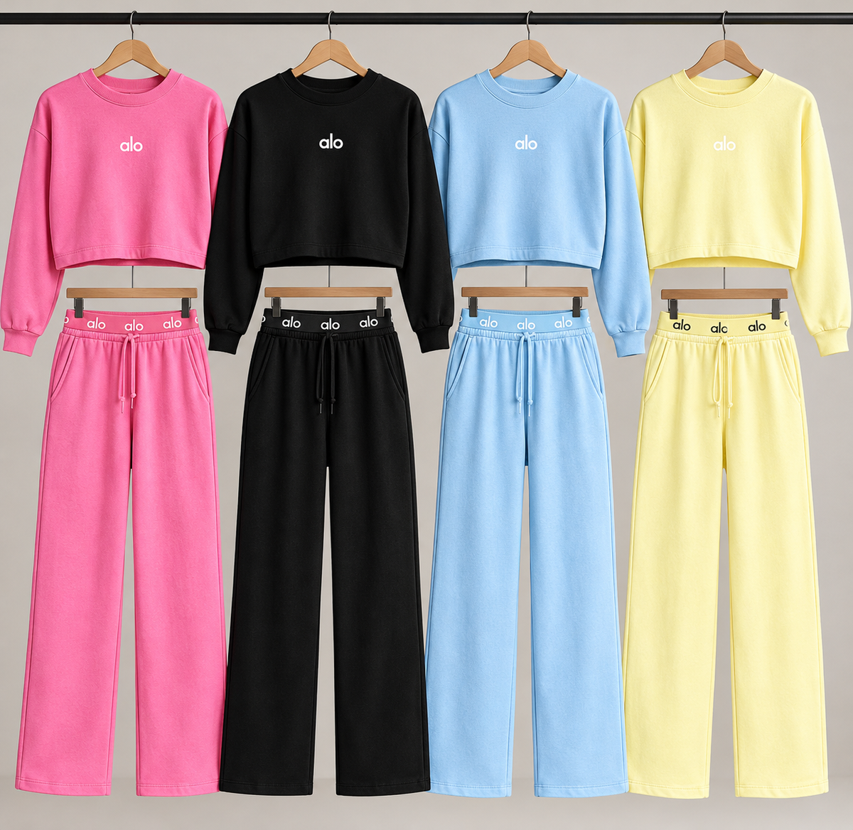 Women's 2-Piece Lounge Set – Cropped Sweatshirt & Wide-Leg Pants