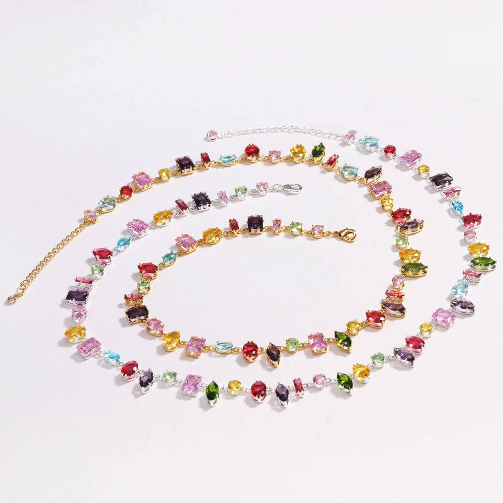 Luxury Colourful Crystal Zircon Necklace for women