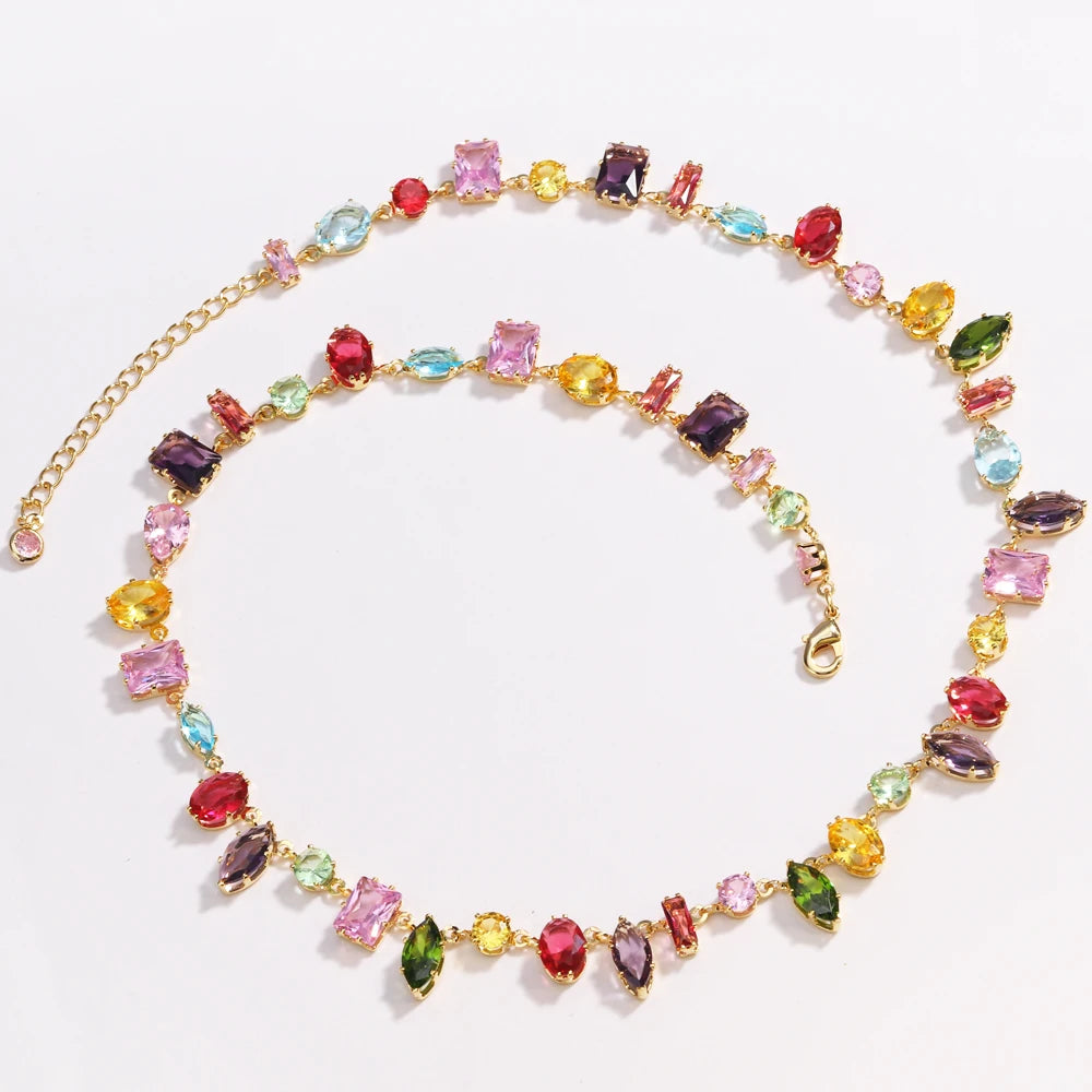 Luxury Colourful Crystal Zircon Necklace for women
