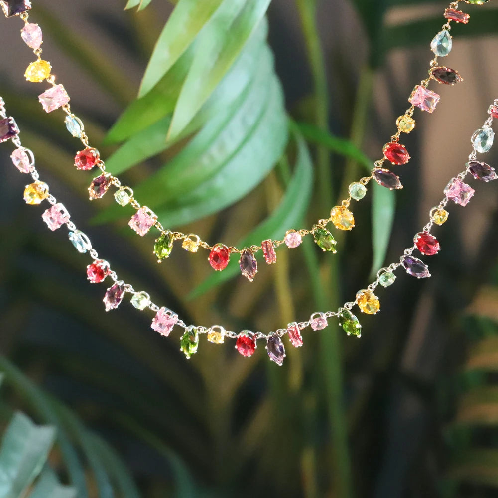 Luxury Colourful Crystal Zircon Necklace for women