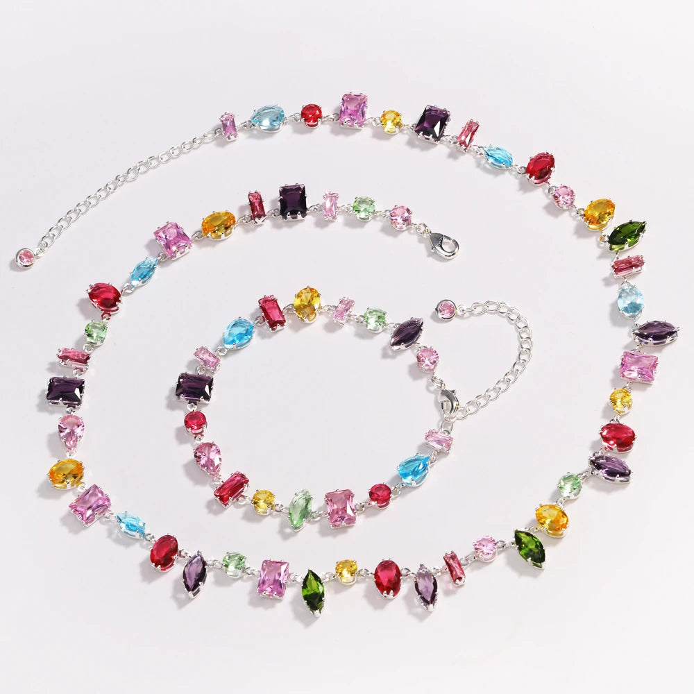Luxury Colourful Crystal Zircon Necklace for women