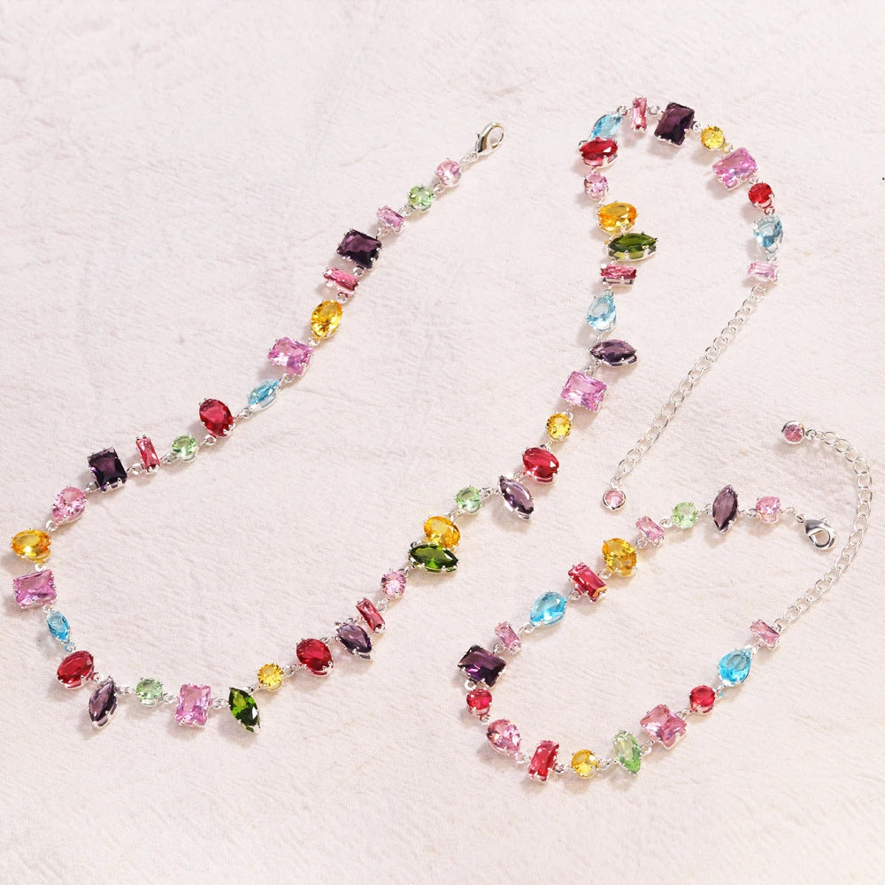 Luxury Colourful Crystal Zircon Necklace for women