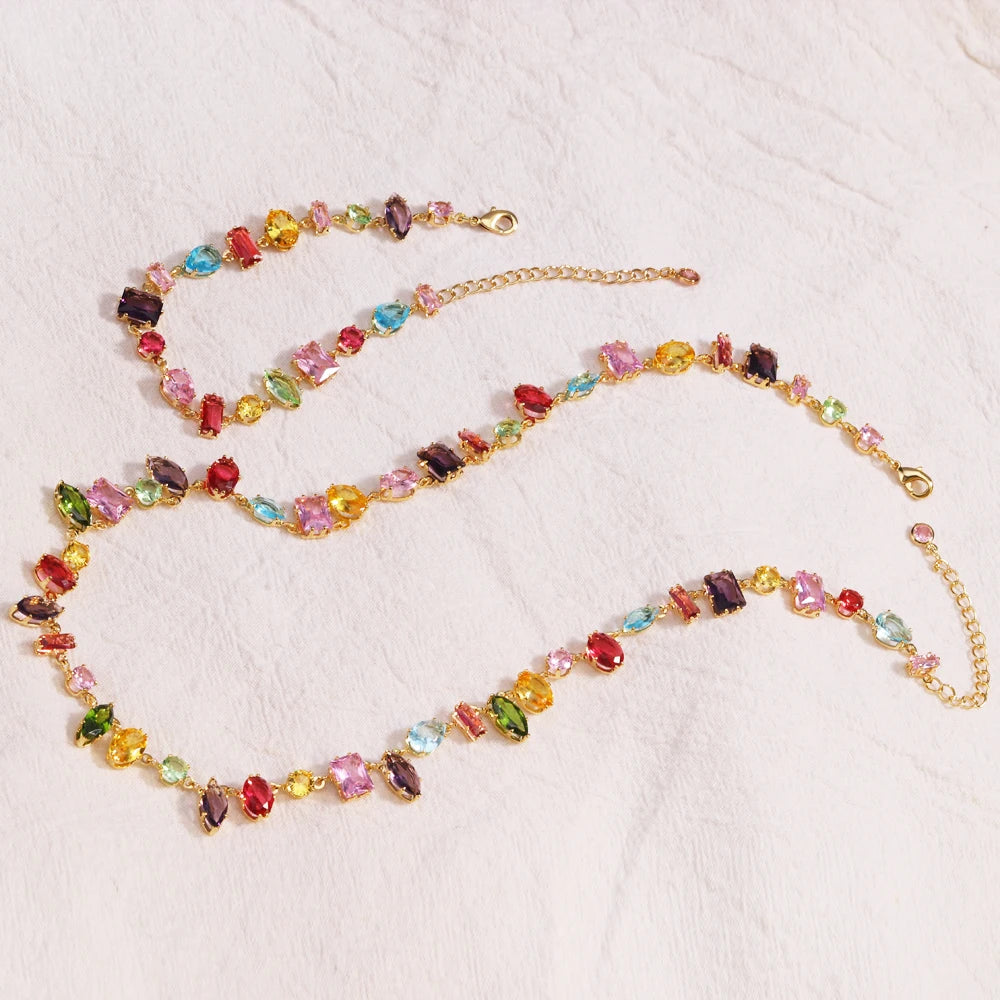 Luxury Colourful Crystal Zircon Necklace for women