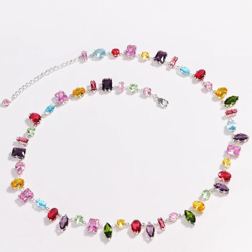 Luxury Colourful Crystal Zircon Necklace for women
