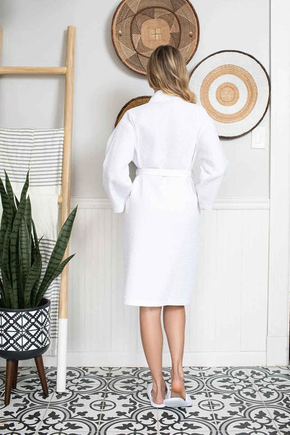 Knee-Length Waffle Robe for Women